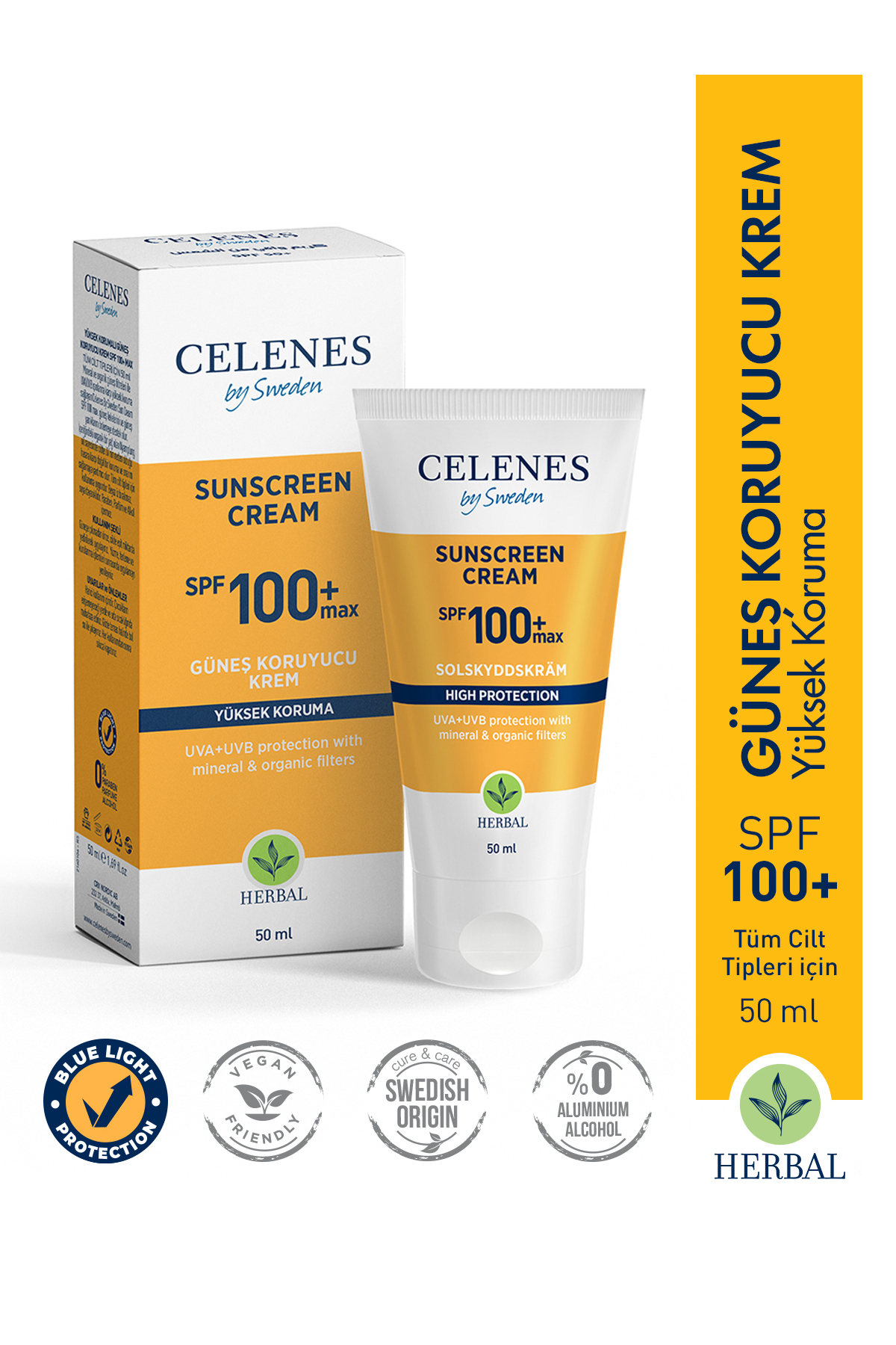 CELENES BY SWEDEN HERBAL GÜNEŞ KORUMA KREMİ 100 MAX SPF 50ML / TÜM CİLT TİPLERİ-