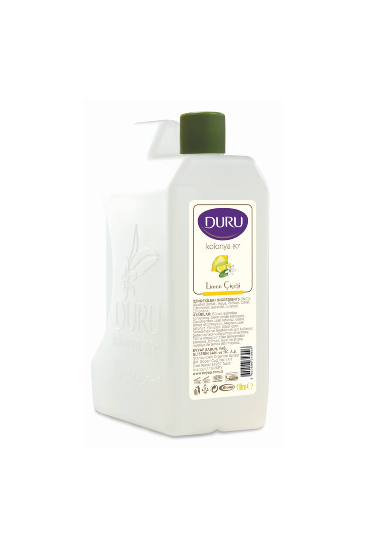 DURU LİMON KOLONYA 1 LT BİDON 80 DERECE-