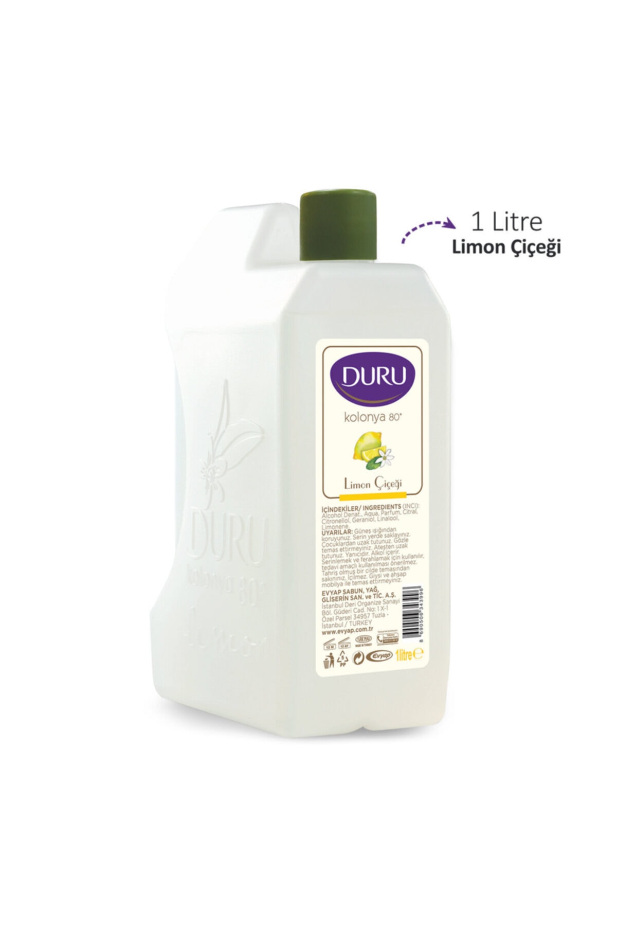 DURU LİMON KOLONYA 1 LT BİDON 80 DERECE-