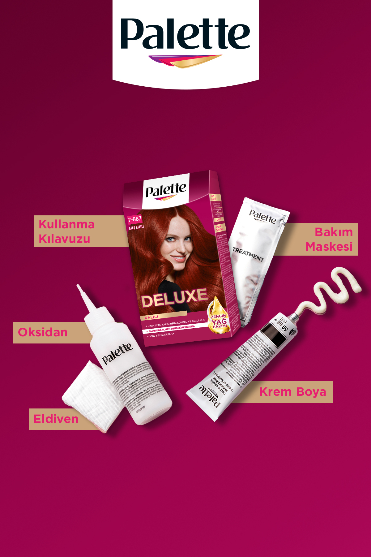 PALETTE DELUXE YOĞUN RENKLER 7-887 ATEŞ KIZILI SAÇ BOYASI-