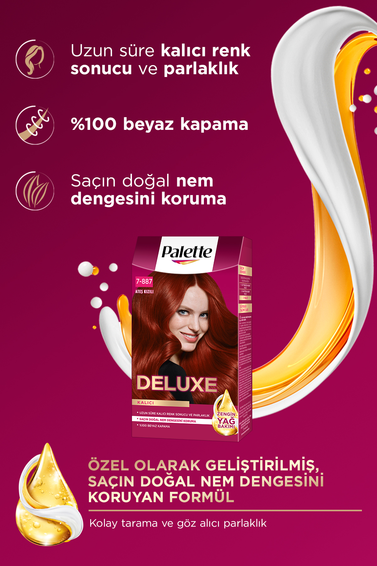 PALETTE DELUXE YOĞUN RENKLER 7-887 ATEŞ KIZILI SAÇ BOYASI-