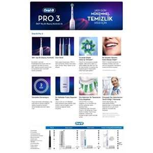Oral-B Pro 3500 Şarj Edilebilir Diş Fırçası Siyah-