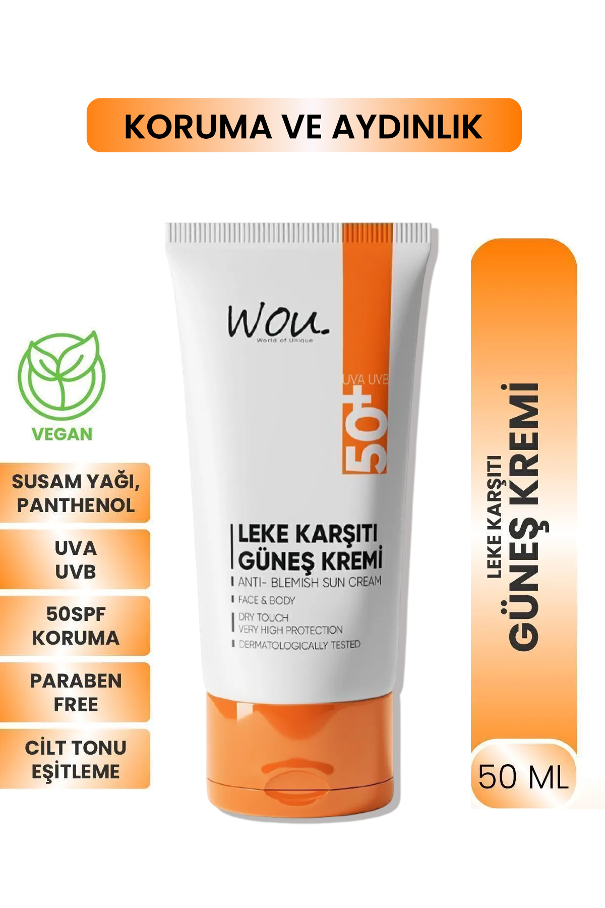 W. Leke Karşıtı güneş koruyucu krem 50ml-