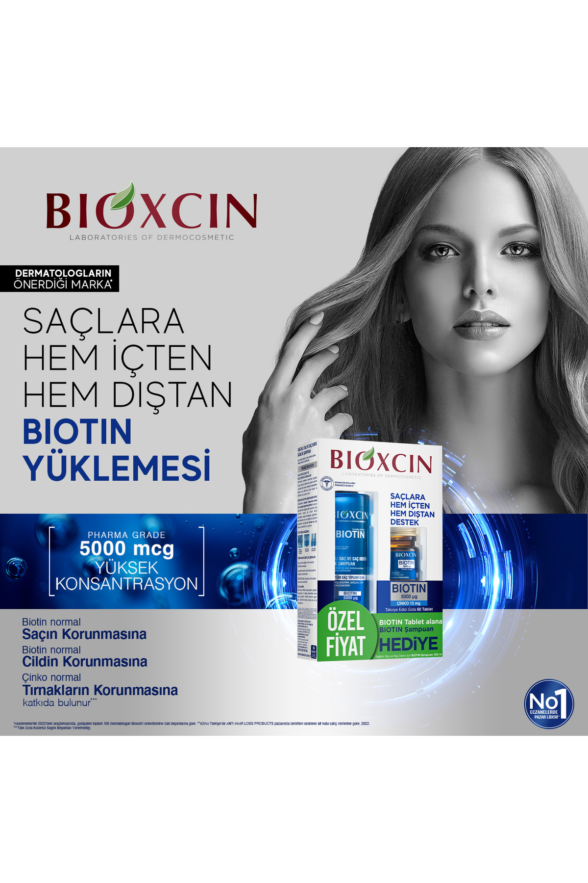 BİOXCİN BİOTİN 5.000 MCG 60 TABLET ŞAMPUAN 300 ML-