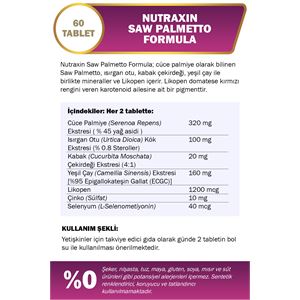 NUTRAXİN SAW PLAMETTO - FORMULA ÖZEL DESTEK 60 TABLET-