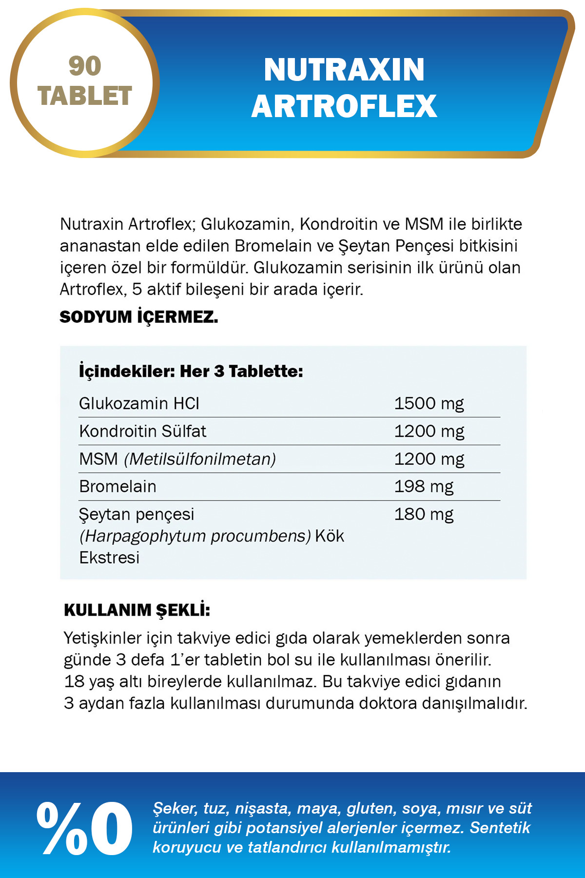 NUTRAXİN ARTROFLEX 90 TABLET SKT-