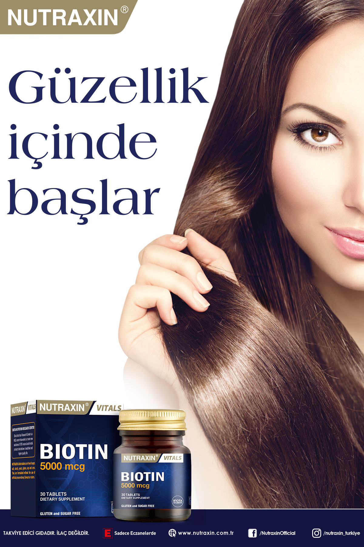 NUTRAXİN BİOTİN 5000 MCG 30 TABLET SAÇ VİTAMİNİ-