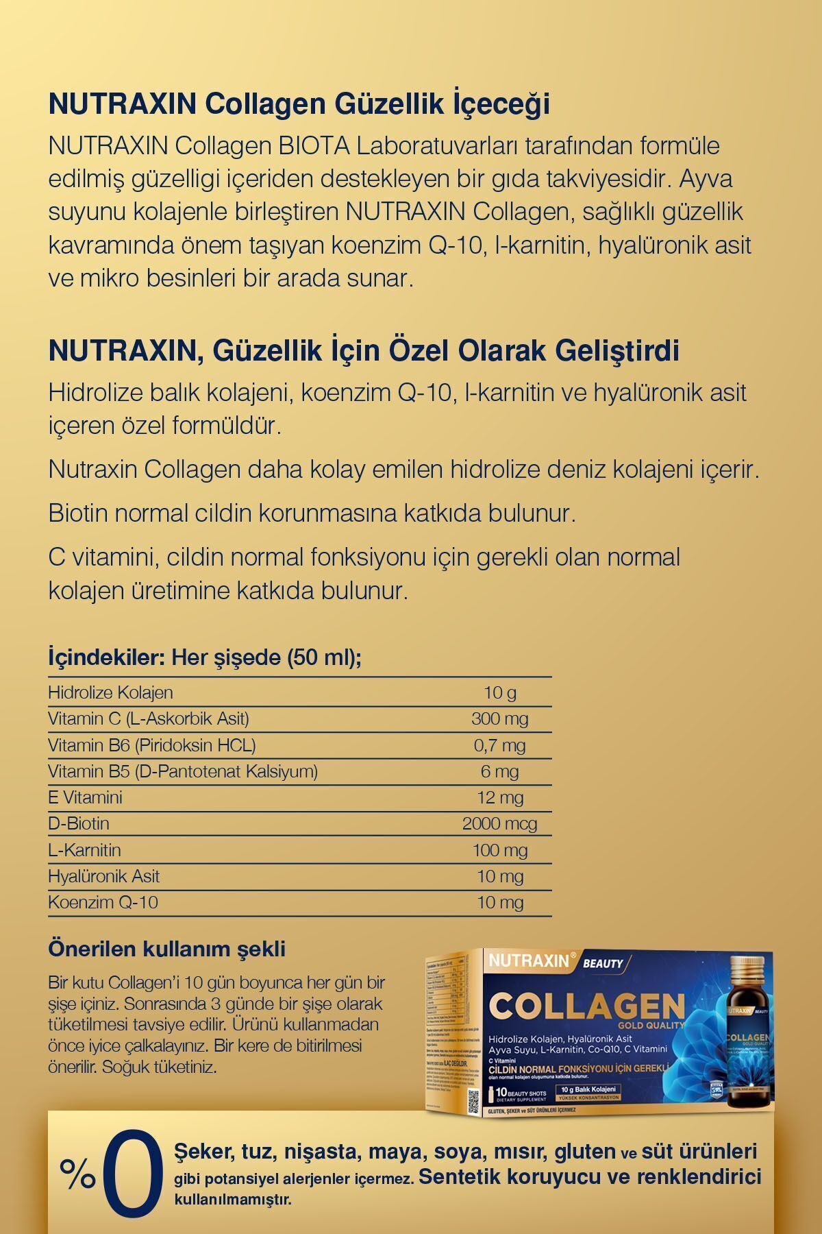 NUTRAXİN COLLAGEN GOLD QUALİTY 10X50 ML-