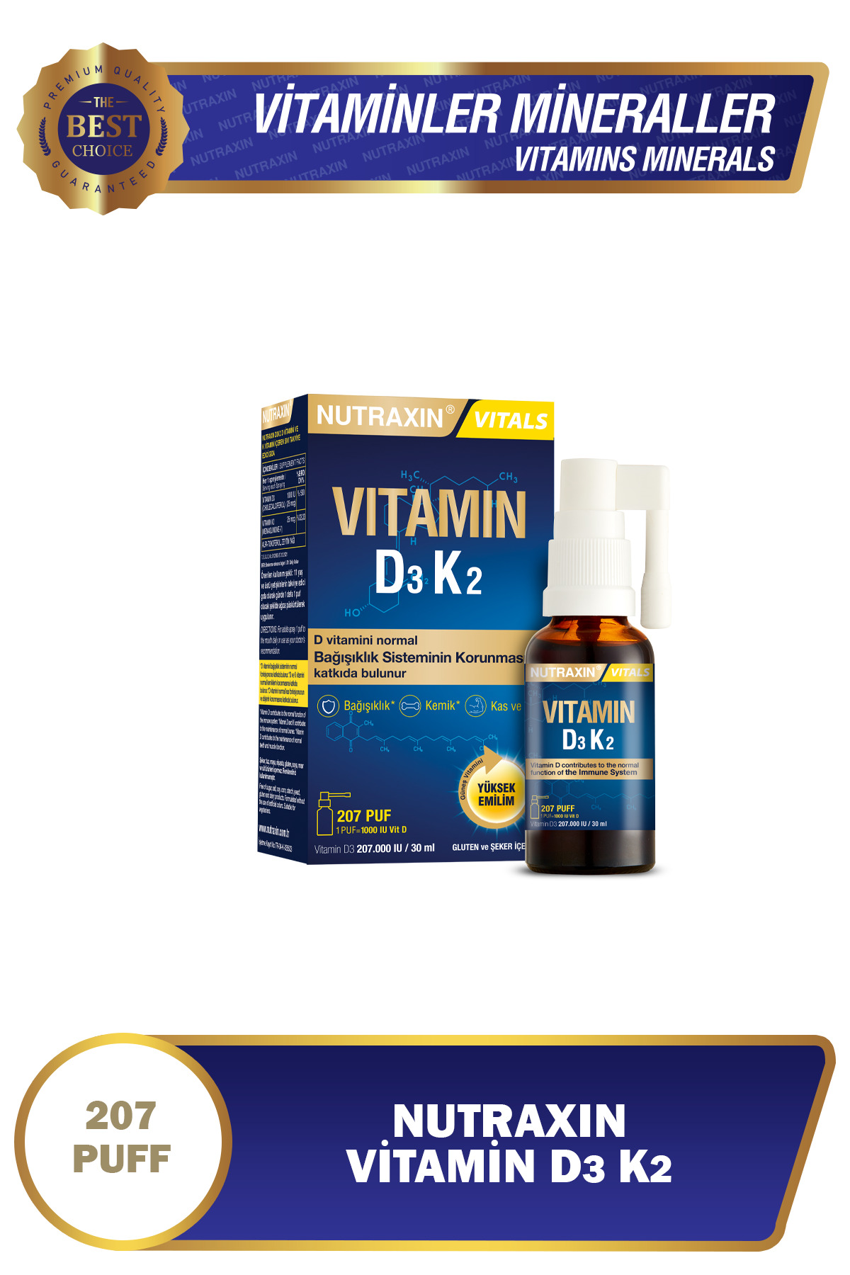 NUTRAXİN D3K2 SPREY 30 ML - D3 K2 SPREY-