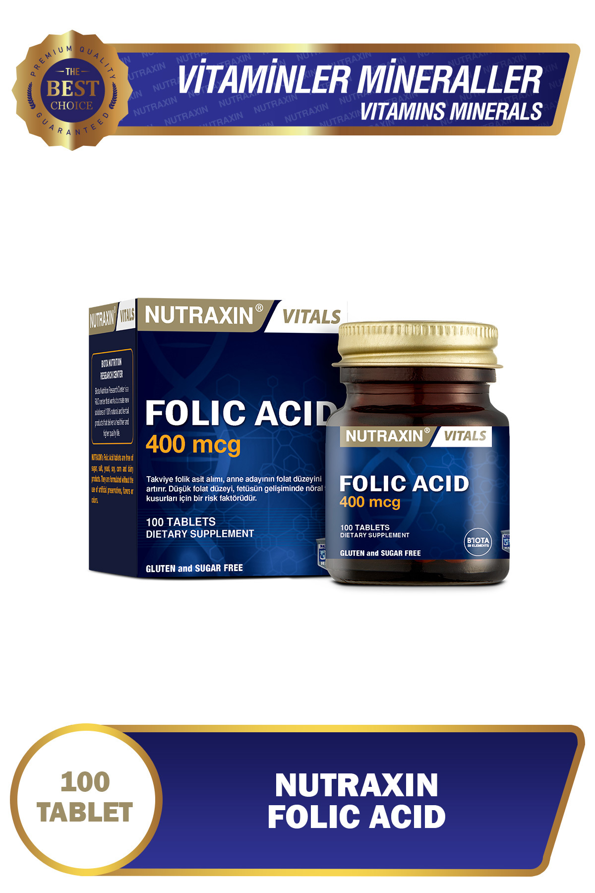 Nutraxin Folik Asit 400 Mcg 100 Tablet-