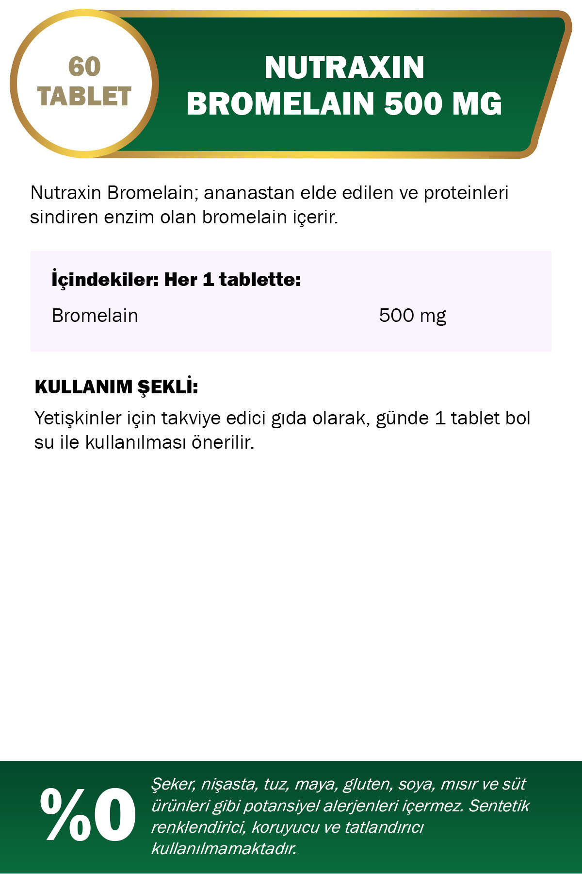 Nutraxin Bromelain 500 Mg 60 Kapsül-
