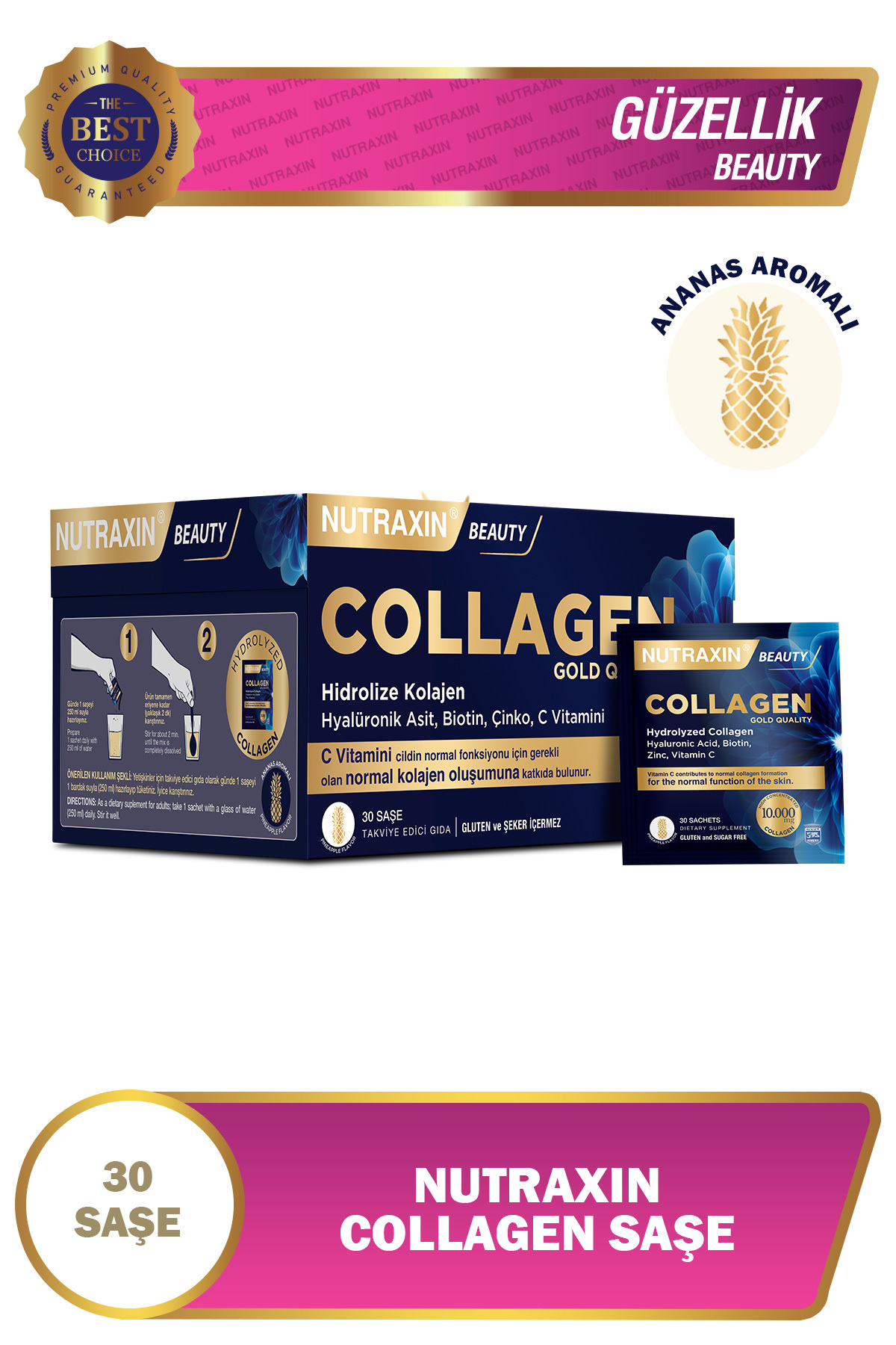 NUTRAXİN COLLAGEN 30 SAŞE 10.000 MG TİP 1 TİP 3 AN-