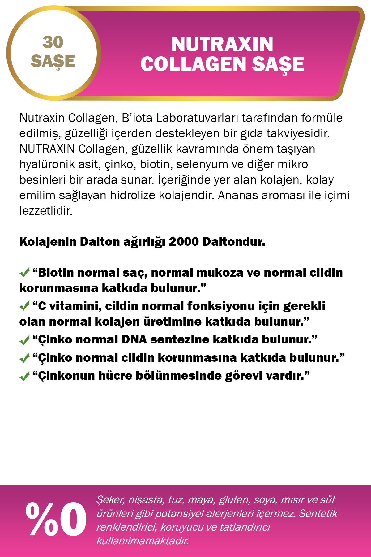 NUTRAXİN COLLAGEN 30 SAŞE 10.000 MG TİP 1 TİP 3 AN-