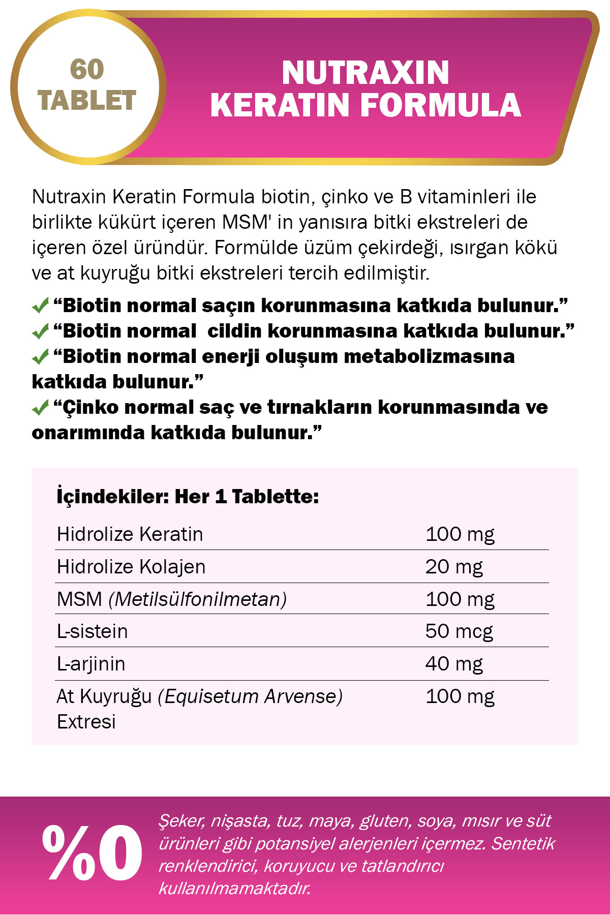 Nutraxin Keratin Formula 60 Table-