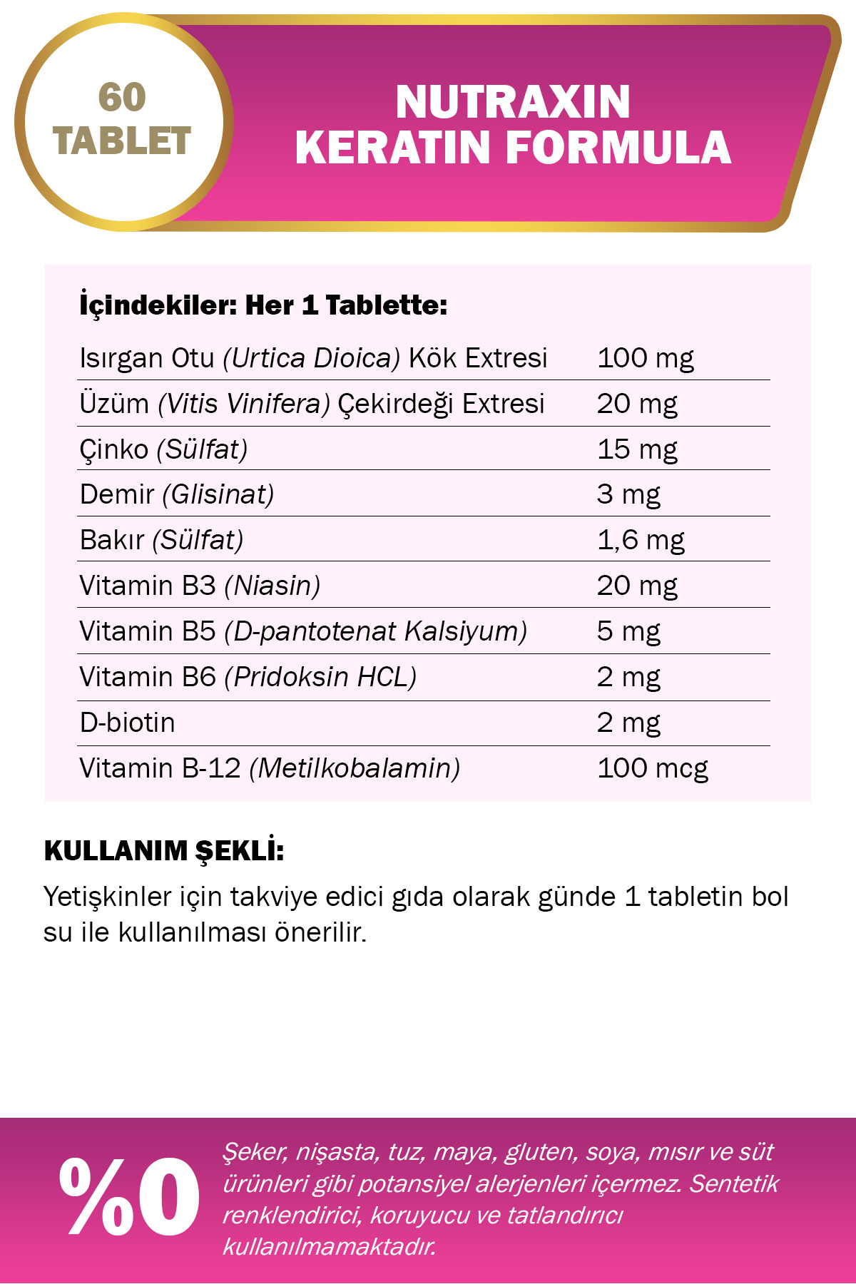 Nutraxin Keratin Formula 60 Table-