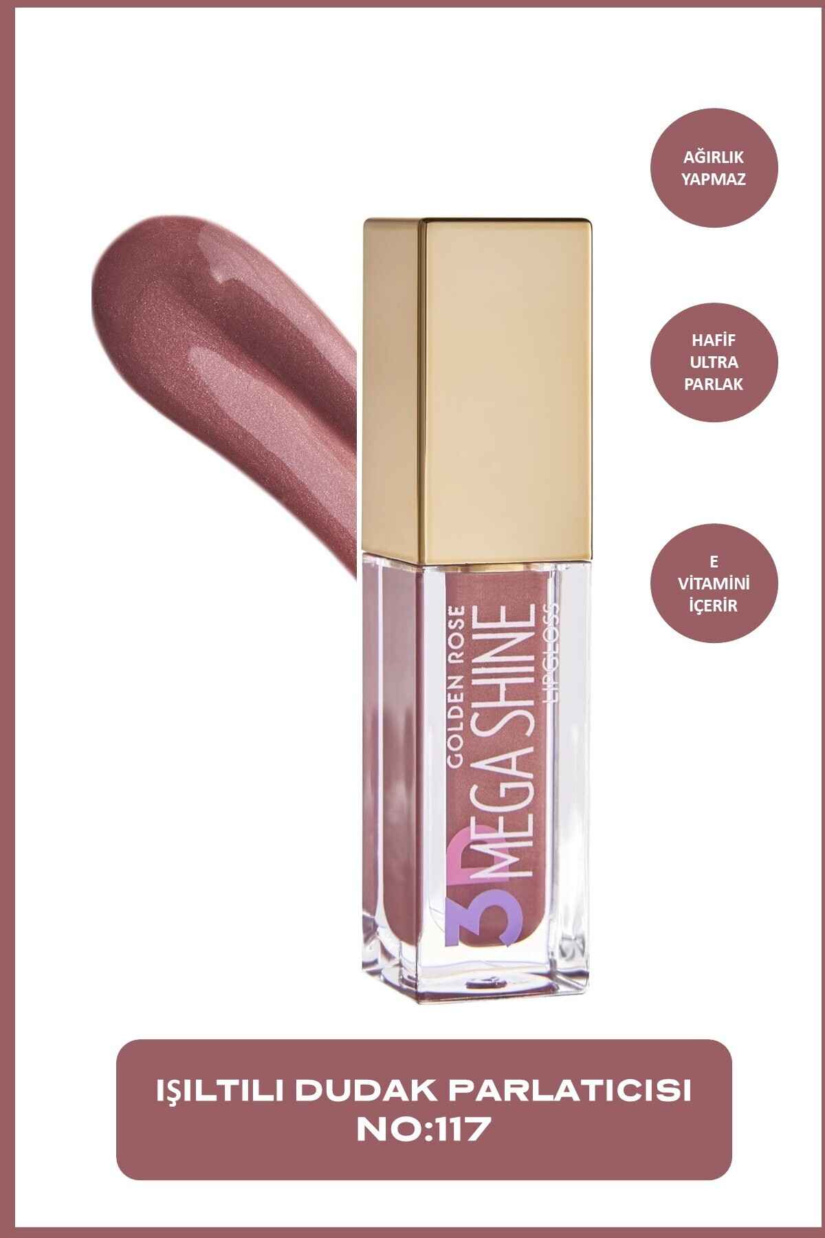 GOLDEN ROSE   3D MEGA SHINE LIPGLOSS NO 117 SHIMMER-