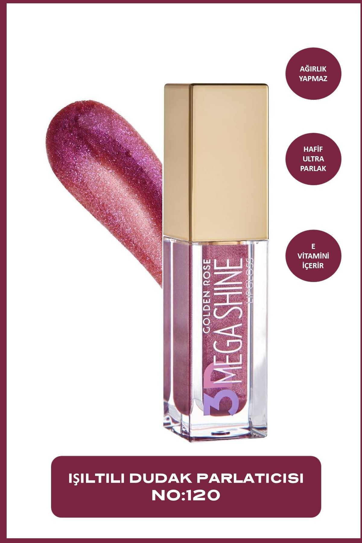 GOLDEN ROSE   3D MEGA SHINE LIPGLOSS NO 120-