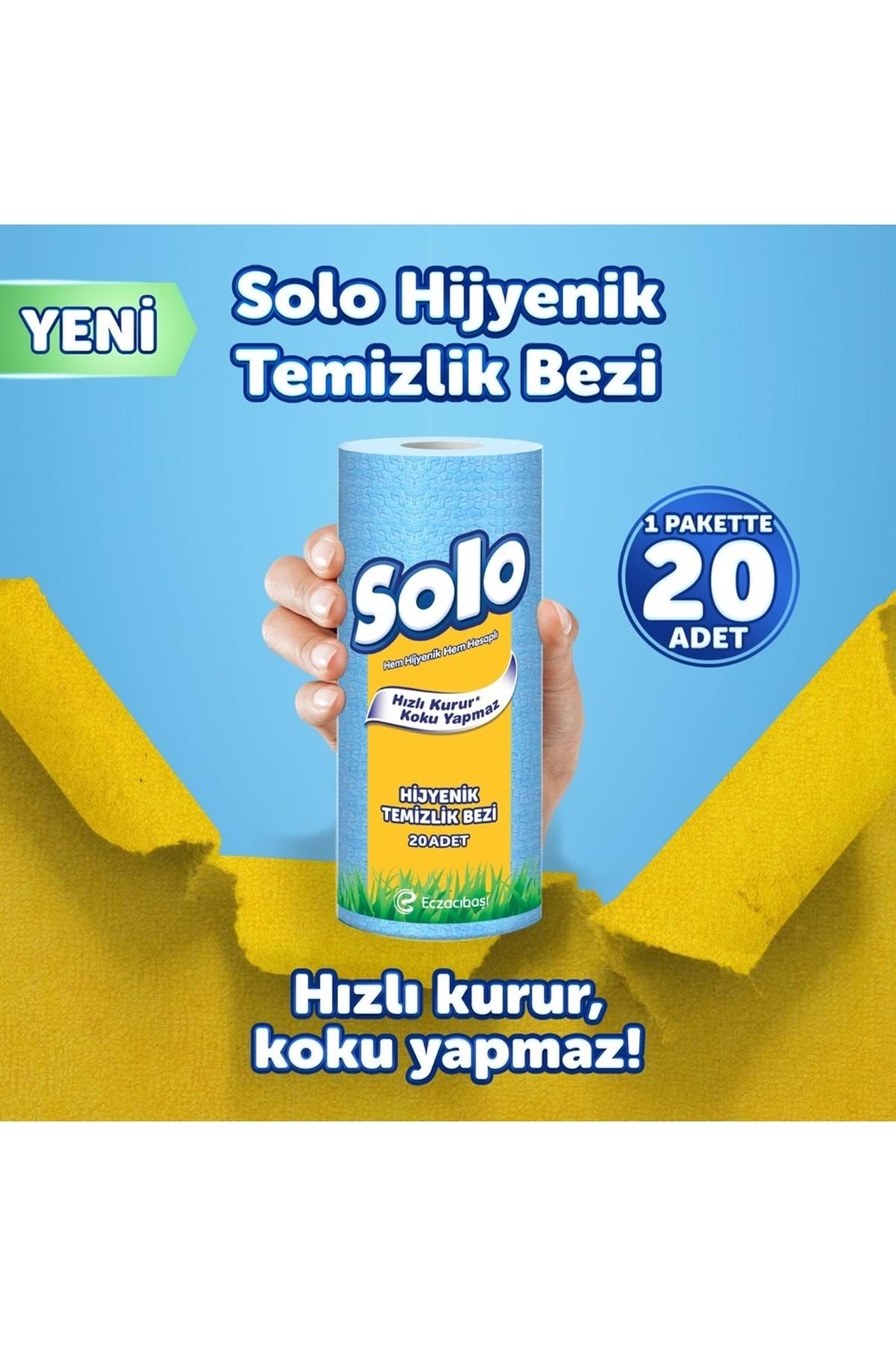 SOLO KAĞIT BEZ 20Lİ HİJYENİK TEMİZLİK BEZİ-