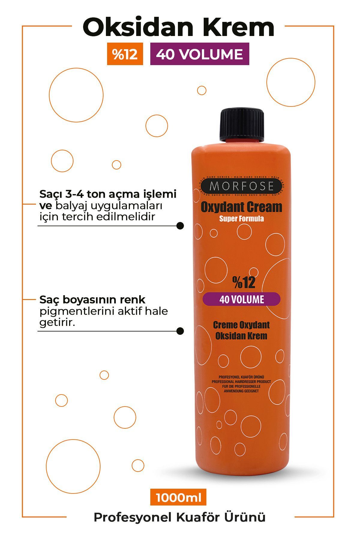 MORFOSE OKSİDAN KREM 40 VOLUME 1000 ML-