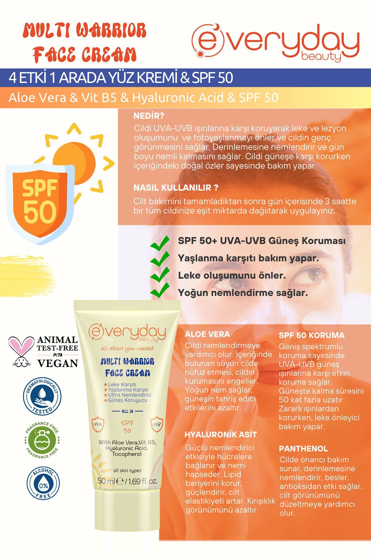 EVERY BEAUTY MULTİ WARRİOR SPF50 LEKE KARŞITI 50ML-