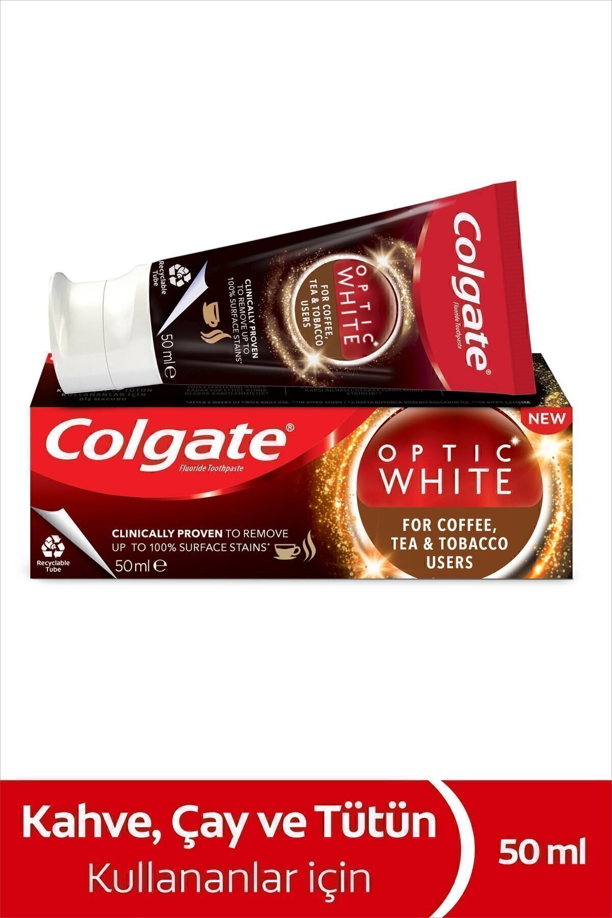 Colgate Optic White Kahve, Çay Ve Tütün Kullanıcıları Için Beyazlatıcı Diş Macunu 50 ml-