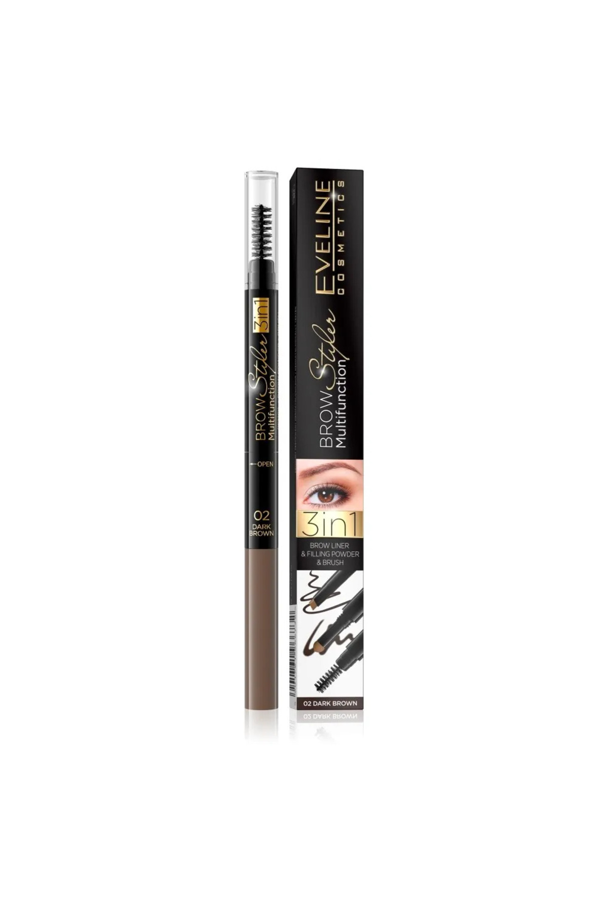 BROW STYLER 3IN1 MULTIFUNCTION 02 DARK BROWN-