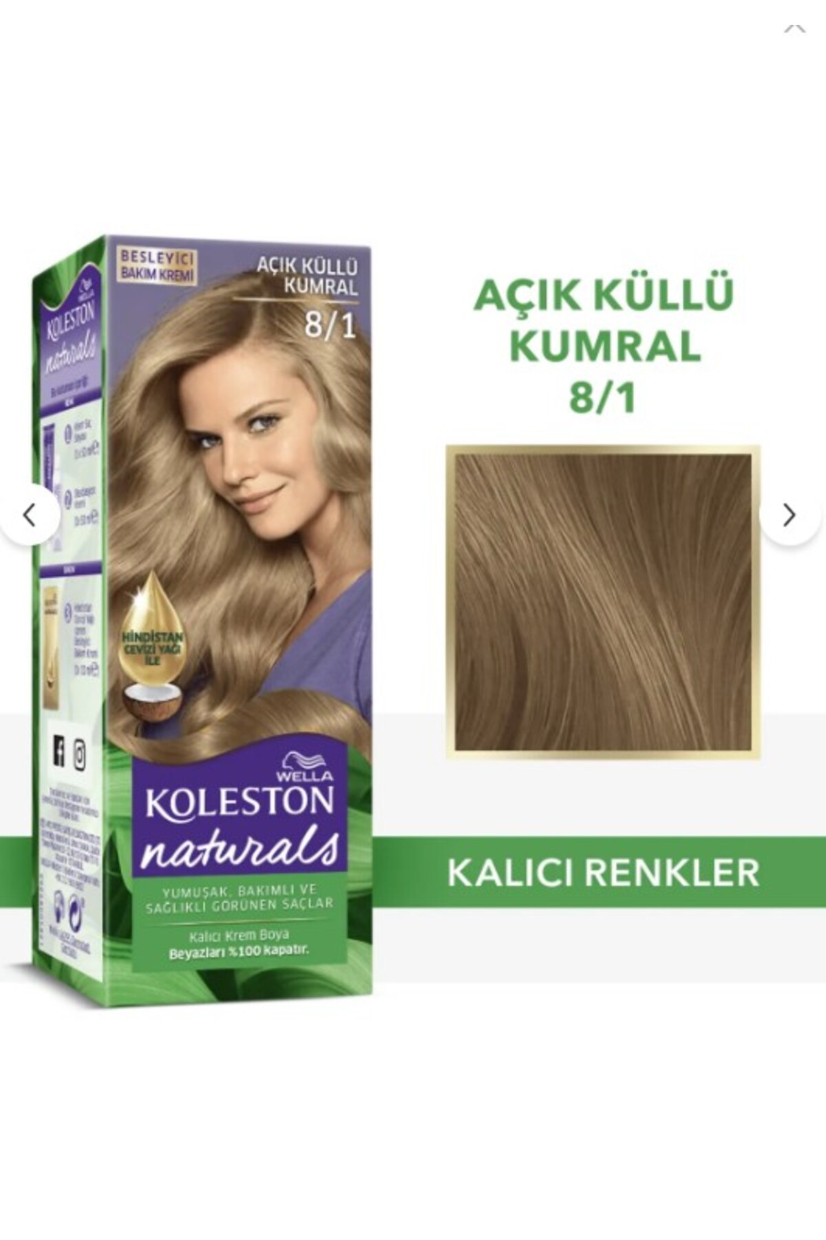 WELLA KOLESTON NATURALS ACIK KULLU KUMRAL 8/1 SAÇ BOYASI-