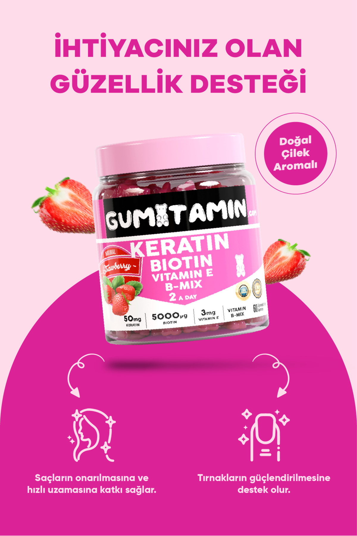 GUMİTAMİN KERATİN, BİOTİN 5000 SAÇ VE CİLT VİTAMİN-
