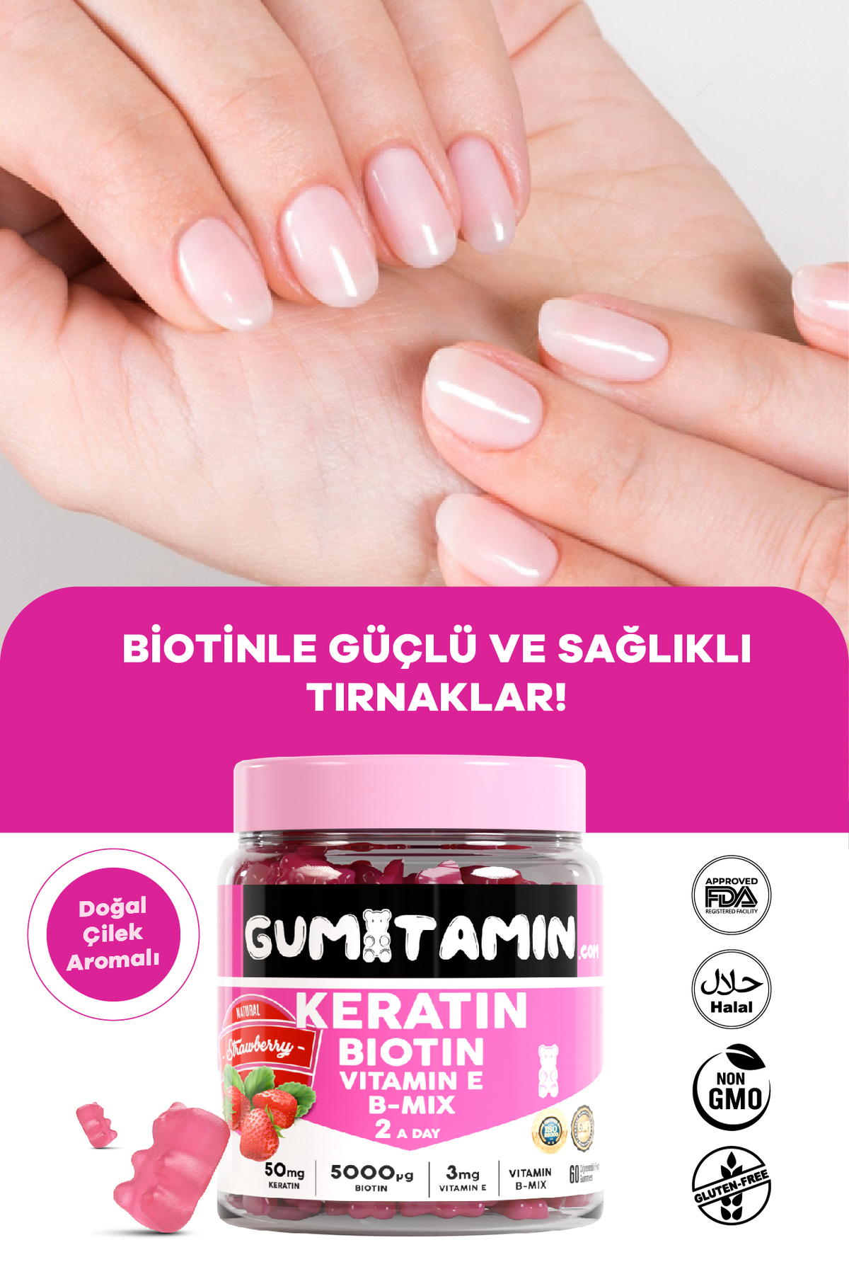 GUMİTAMİN KERATİN, BİOTİN 5000 SAÇ VE CİLT VİTAMİN-