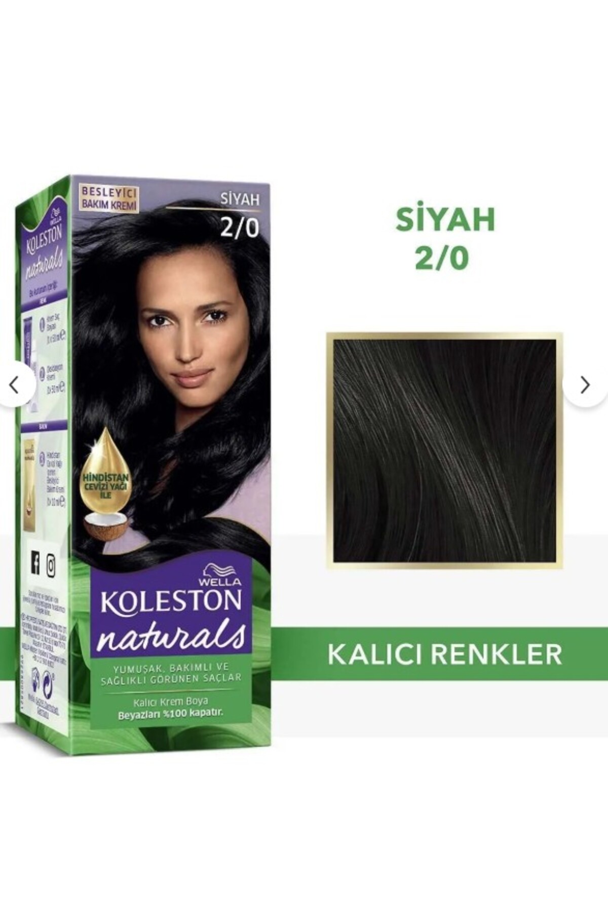 WELLA KOLESTON NATURALS  2/0 SİYAH SAÇ BOYASI-