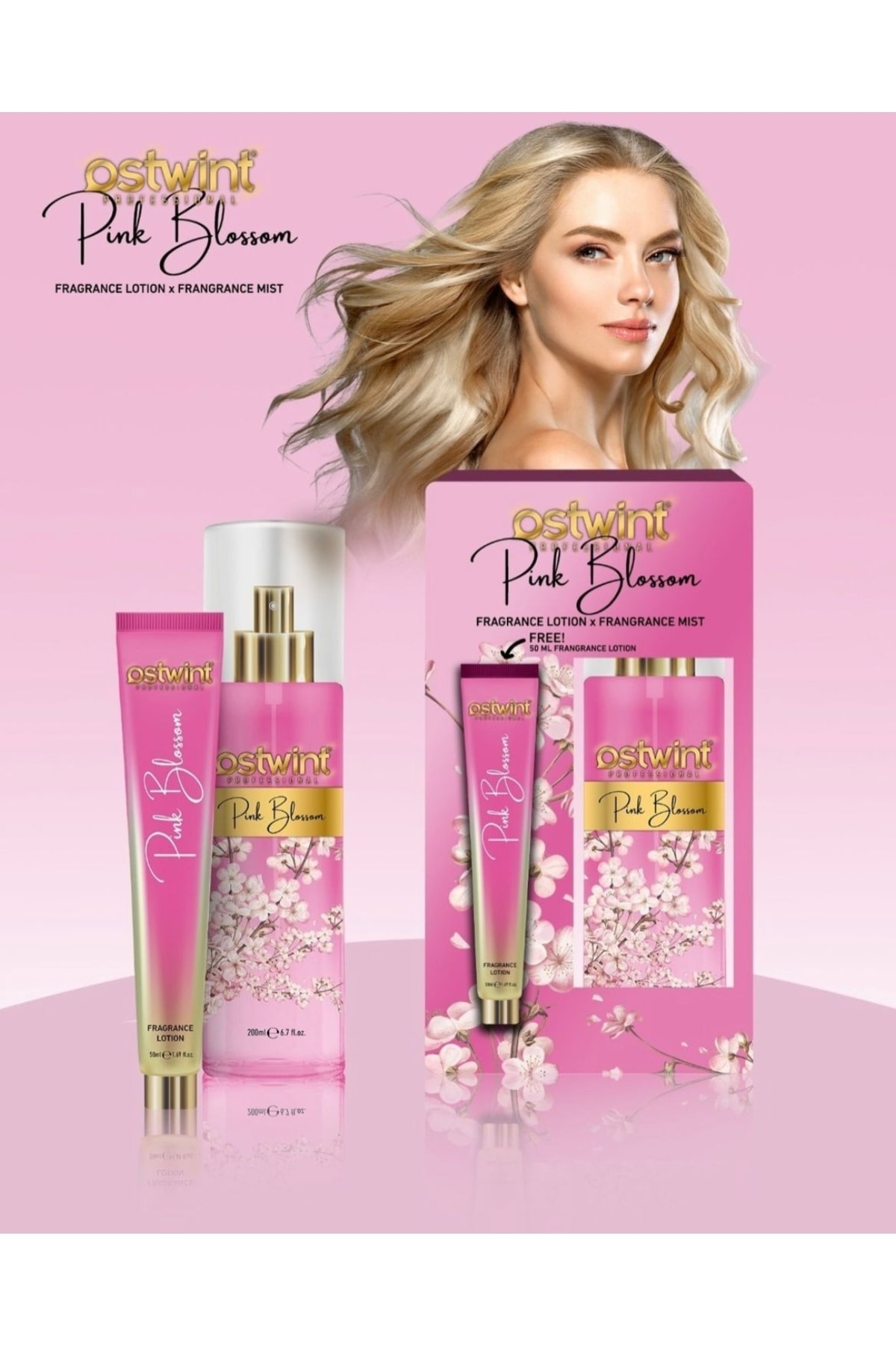 OSTWİNT 1+1 HEDİYELİ PİNK BLOS BODY MİST - VÜCUT LOSYONU 200ML-