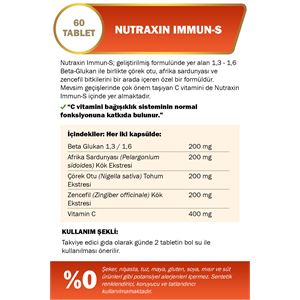 NUTRAXİN IMMUN-S VİTAMİN TAKVİYESİ 60 TABLET-