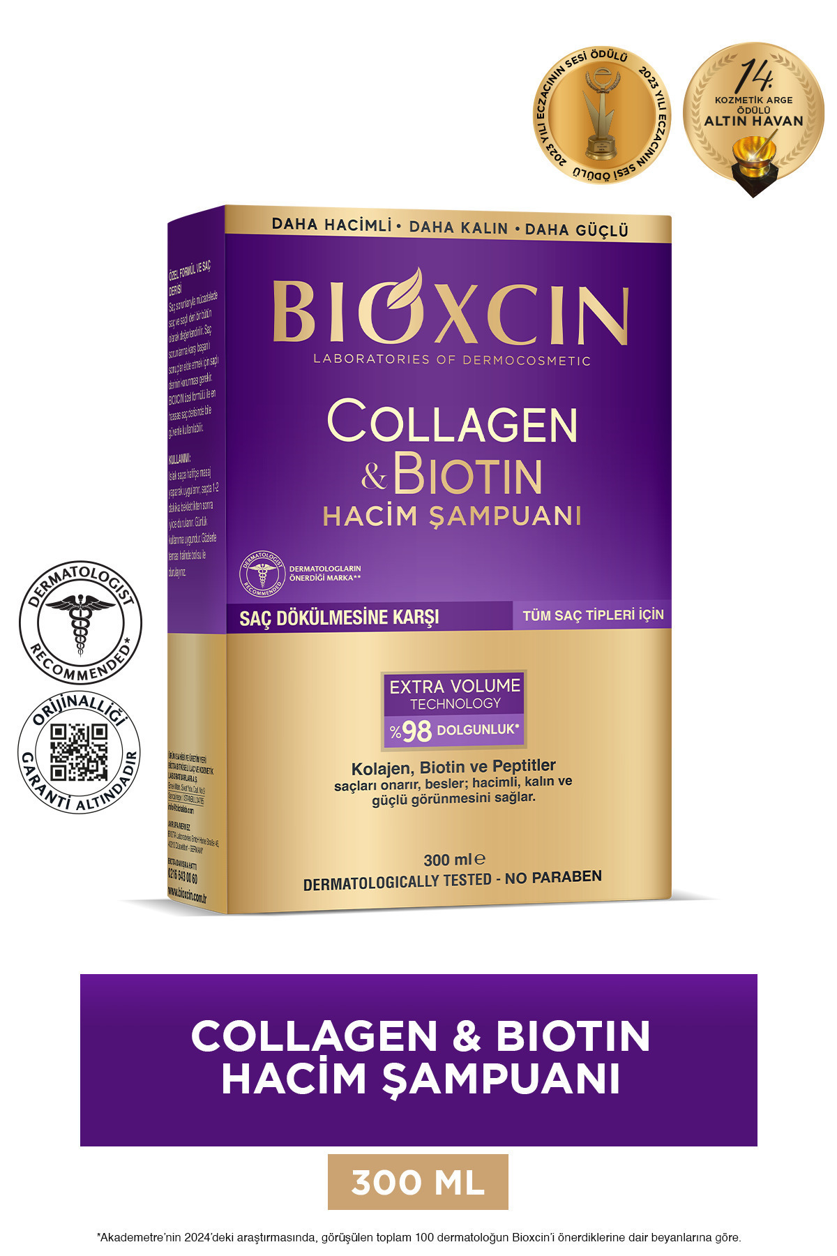 BİOXCİN COLLAGEN & BİOTİN EKSTRA HACİM & DOLGUNLAŞ ŞAMPUAN 300 ML-