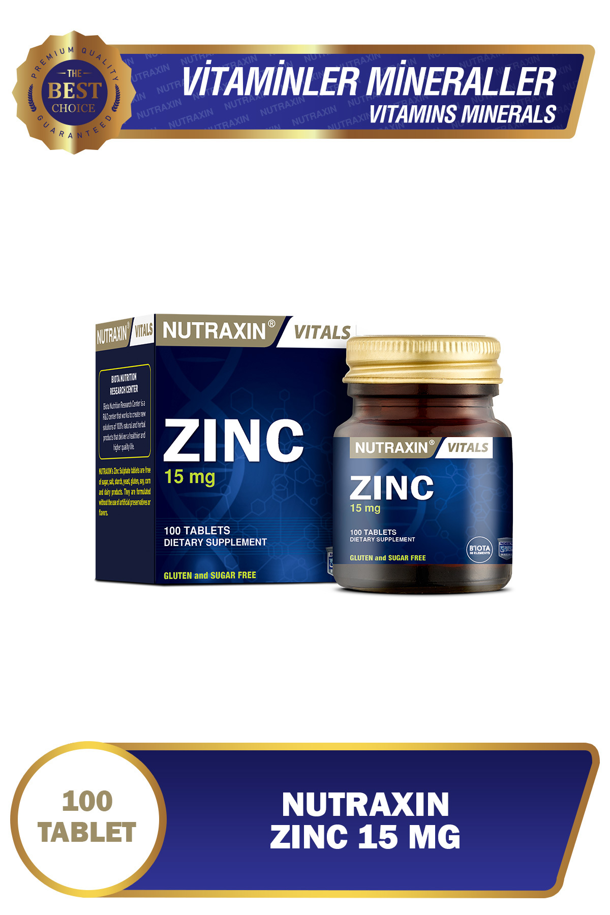 NUTRAXİN ZİNC SULPHATE - ÇİNKO TAKVİYESİ 15 MG 100-