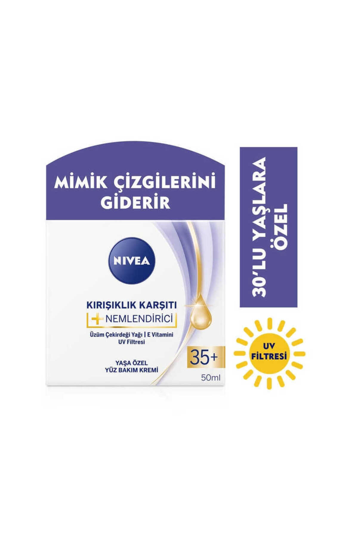NİVEA KIRIŞIKLIK KARŞITI + NEMLENDİRİCİ 35+ YAŞA ÖZEL NEMLENDİRİCİ 50ML-