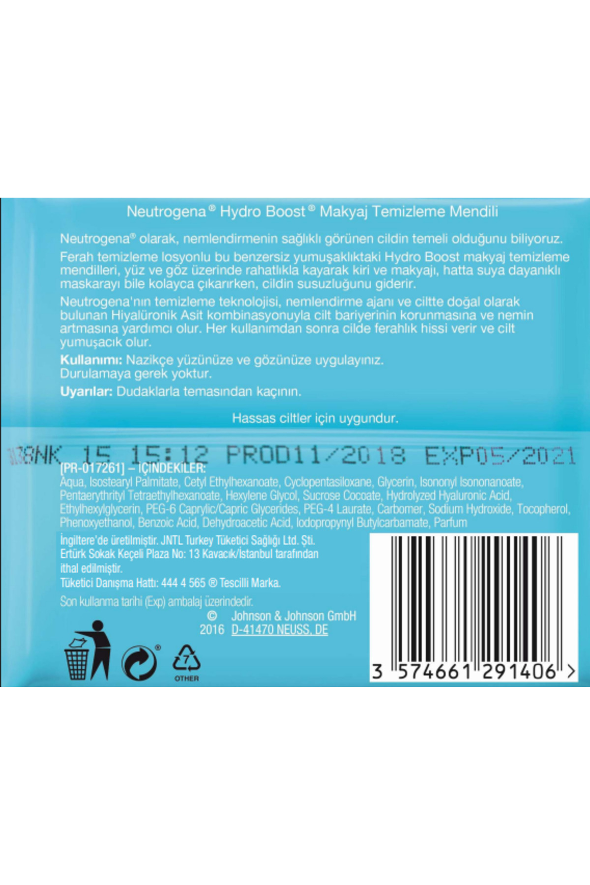 HYDRO BOOST MAKYAJ TEMİZLEME MENDİLİ 25 ADET-