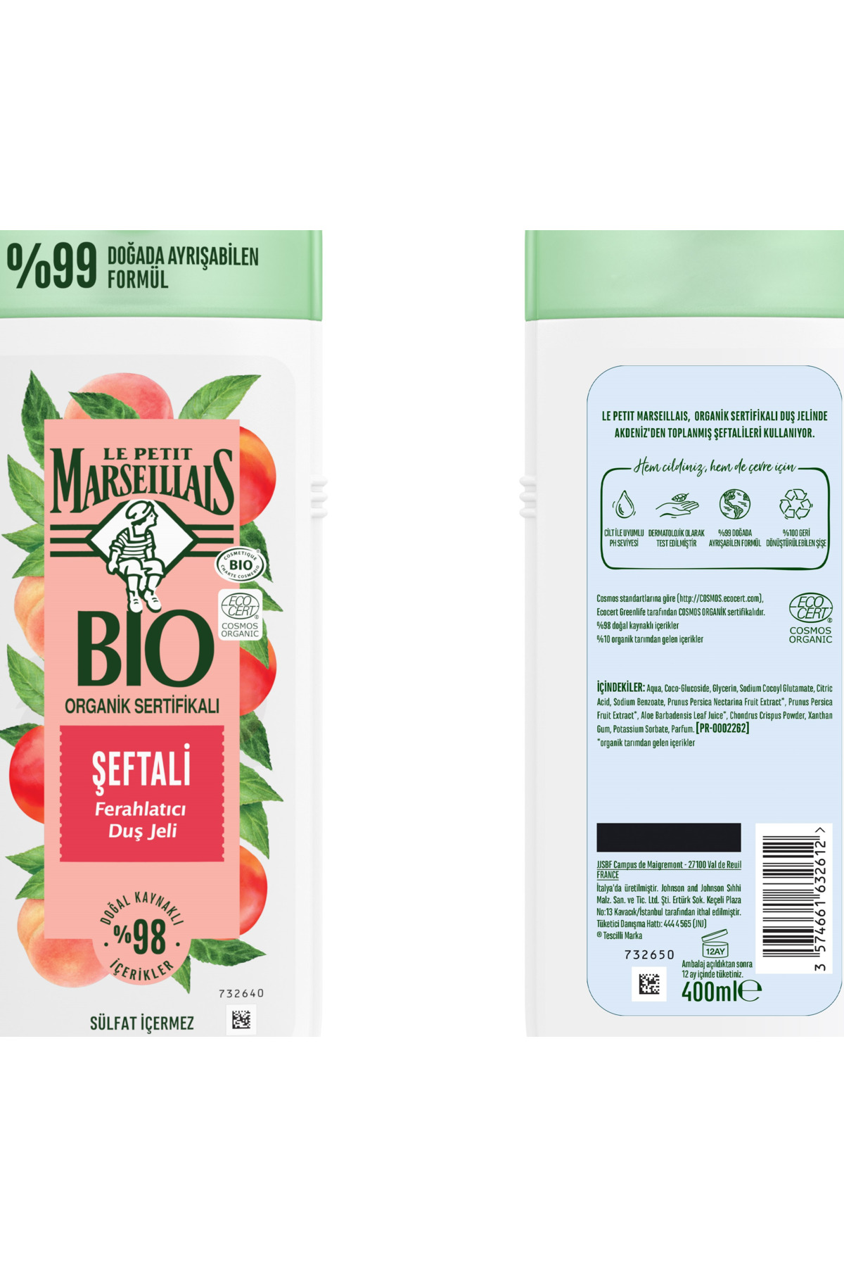 LE PETİT MARSEİLLAİS  BIO ORGANİK SERTİFİKALI ŞEFTALİ DUŞ JELİ 400ML-