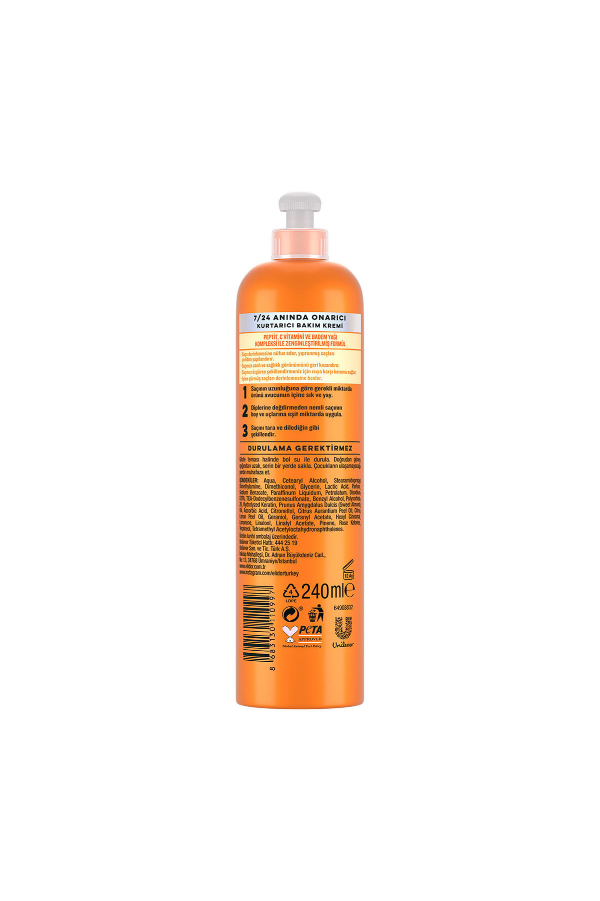 ELİDOR 7/24 KURTARICI SAÇ BAKIM KREMİ ANINDA ONARICI YIPRANMIŞ SAÇLAR 240 ML-