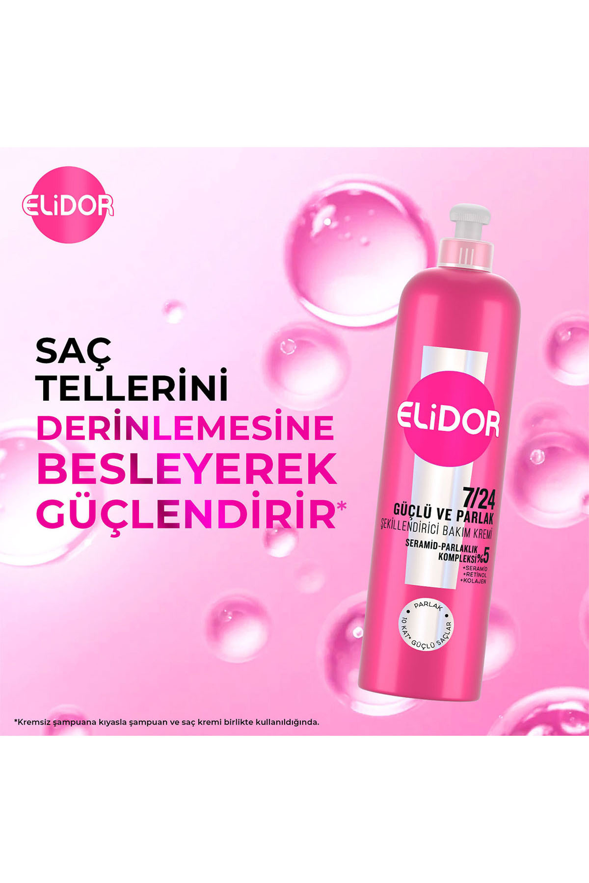 ELİDOR 7/24 ŞEKİLLENDİRİCİ SAÇ BAKIM KREMİ GÜÇLÜ VE PARLAK KURU VE MAT SAÇLAR 240 ML-