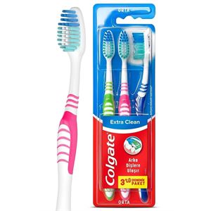 Colgate Extra Clean Dil Temizleyicili Arka Dişlere Uzanan Orta Diş Fırçası 2+1-