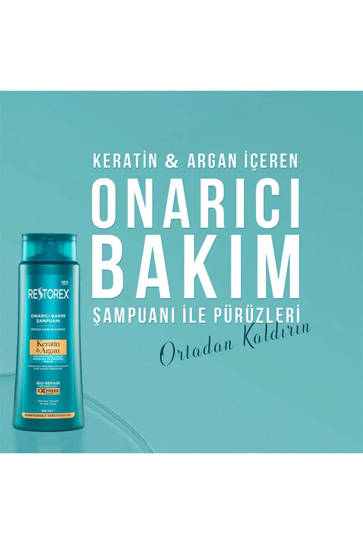 Restorex Keratin & Argan Onarıcı Saç Bakım Şampuanı 500 ml + Sıvı Saç Bakım Kremi 200 ml-