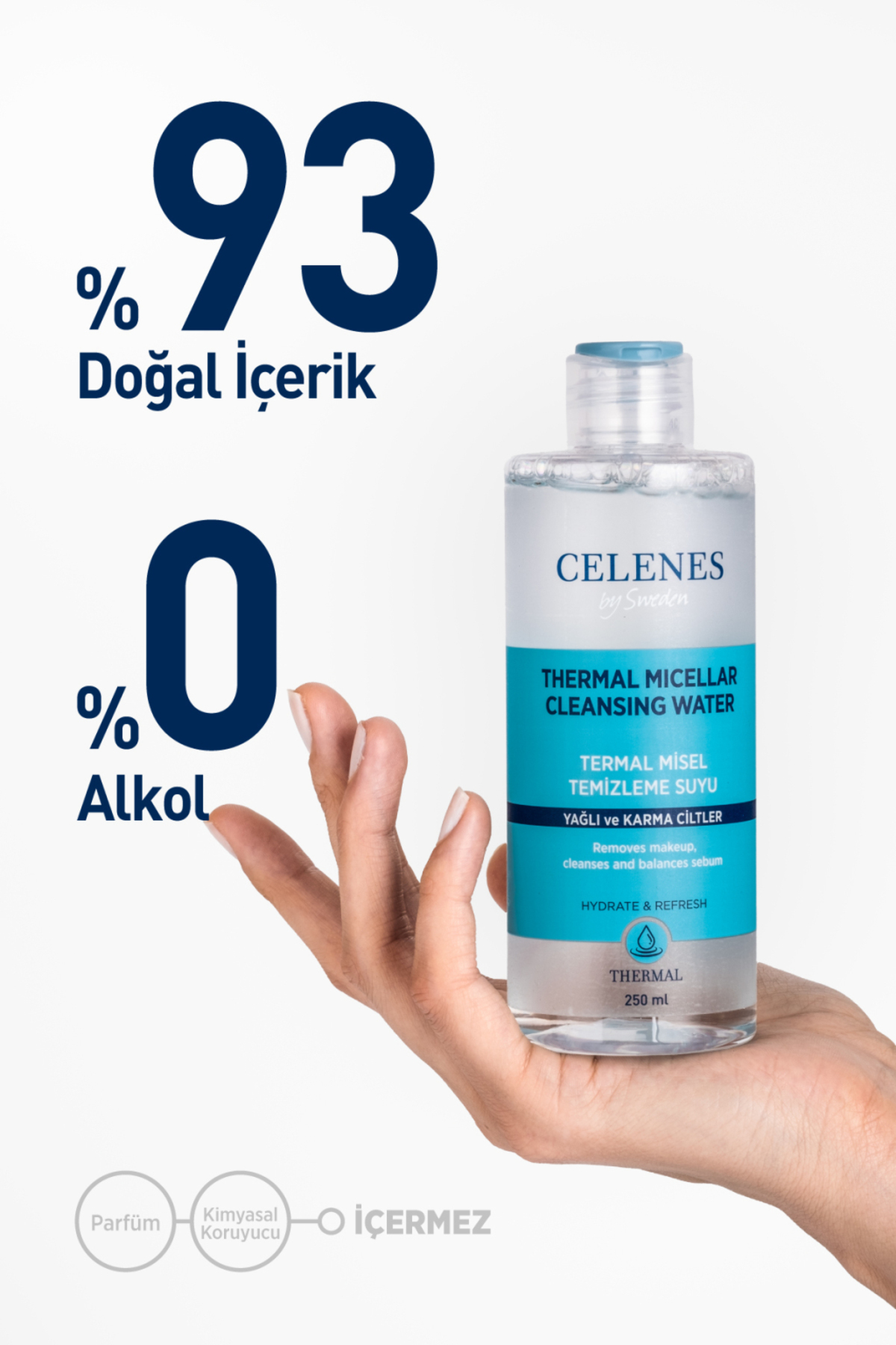 CELENES BY SWEDEN NEMLENDİRİCİ VE CANLANDIRICI THERMAL MİSEL TEMİZLEME SUYU KURU VE HASSAS CİLTLER 250 ML-