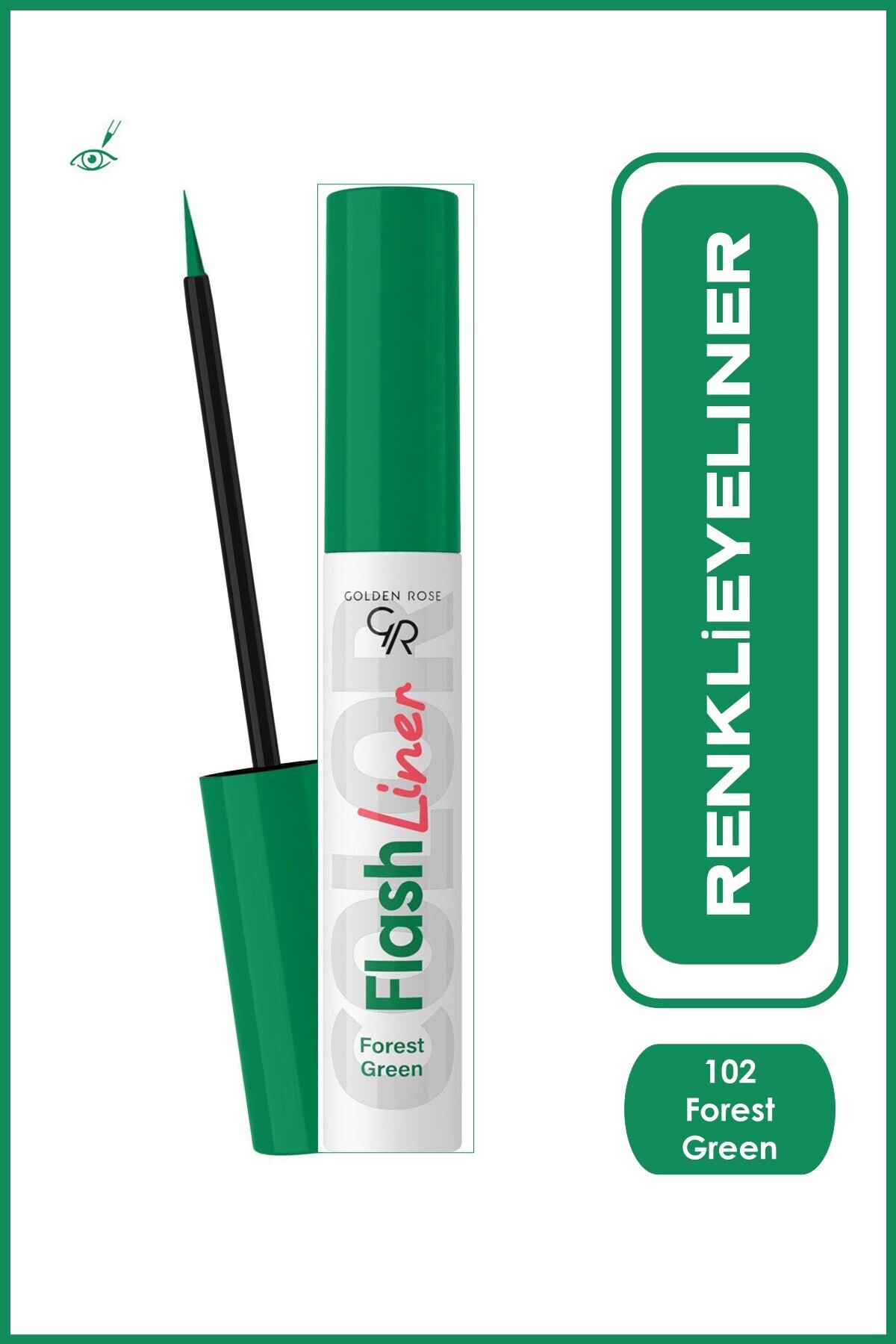 Golden Rose Flash Liner Colered Eyeliner No:102 Forest Green - Renkli Eyeliner - 8691190535124-
