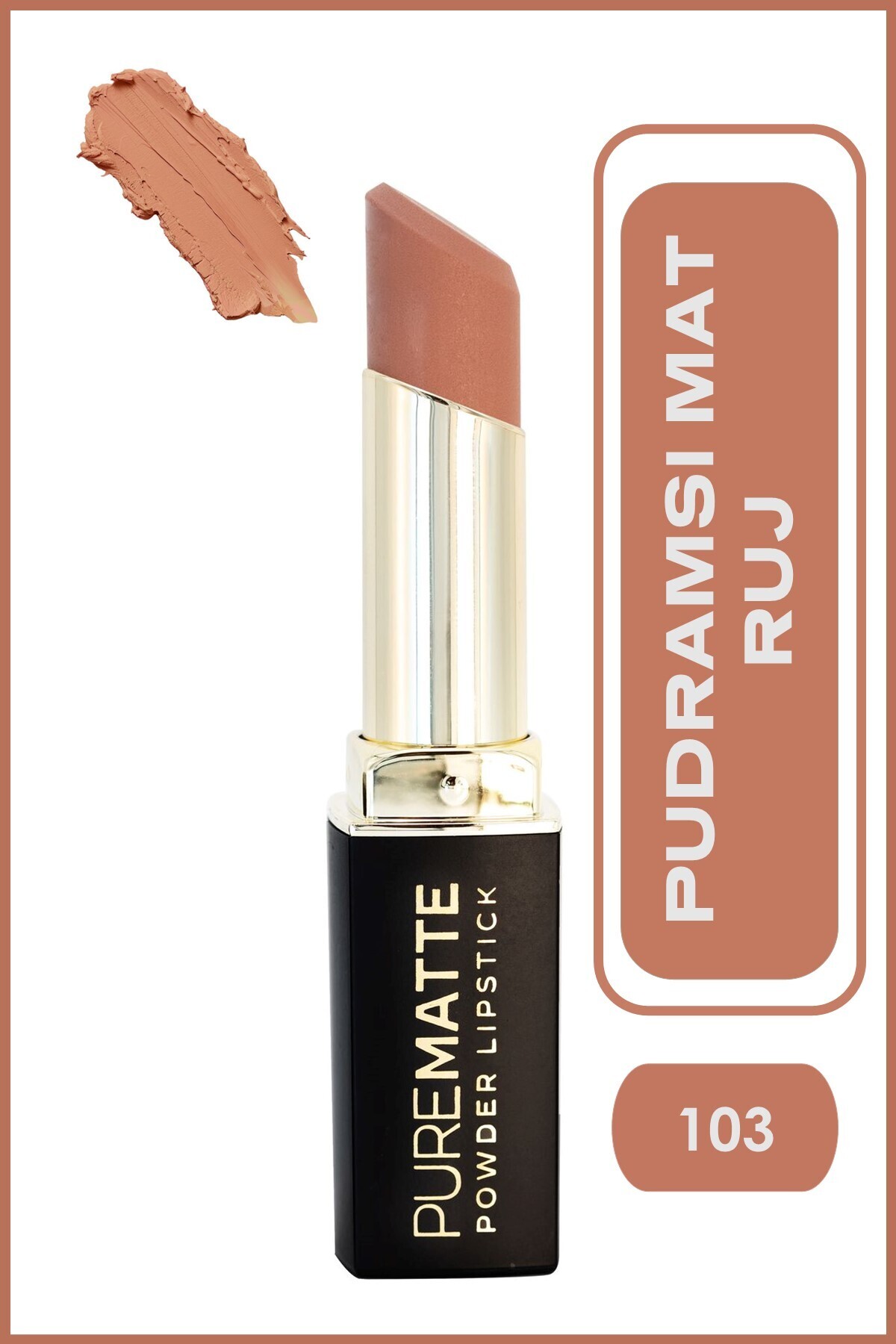 Golden Rose Pure Matte Powder Lipstick No: 103 - Pudralı Mat Ruj - 8691190533533-
