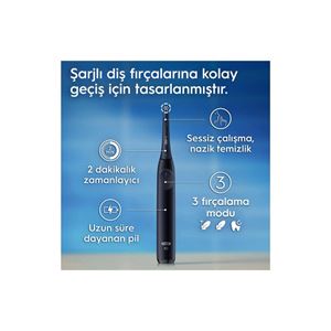 İo 2 Gece Siyahı Şarjlı Diş Fırçası 1 Diş Fırçası Başlığı 1 Seyahat Kutusu-