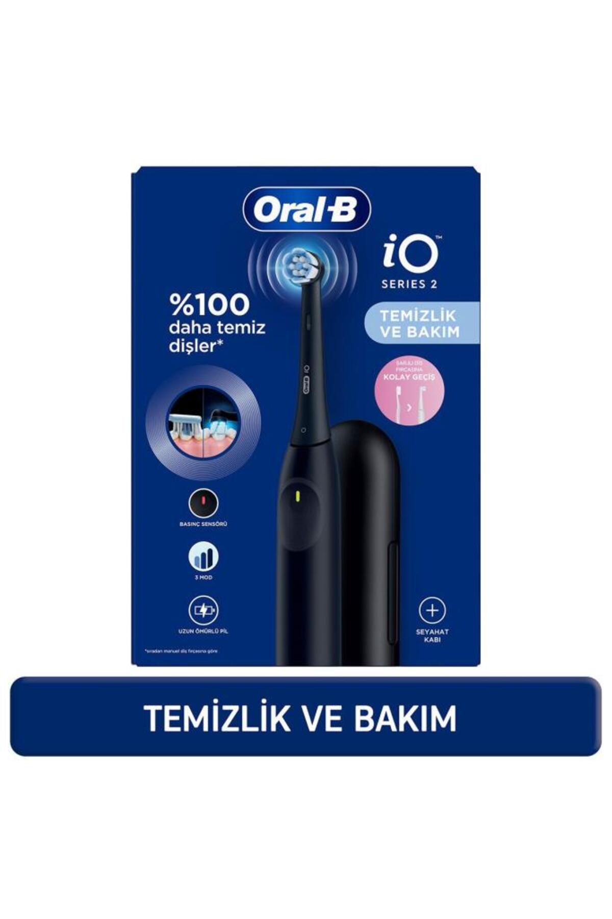 İo 2 Gece Siyahı Şarjlı Diş Fırçası 1 Diş Fırçası Başlığı 1 Seyahat Kutusu-