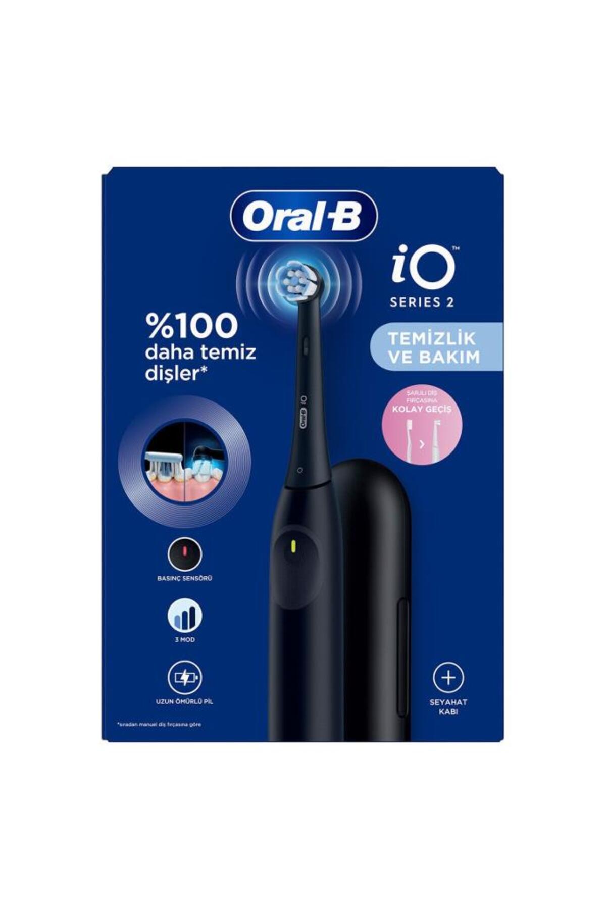 İo 2 Gece Siyahı Şarjlı Diş Fırçası 1 Diş Fırçası Başlığı 1 Seyahat Kutusu-