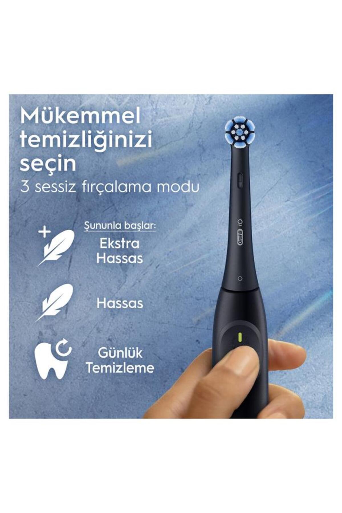 İo 2 Gece Siyahı Şarjlı Diş Fırçası 1 Diş Fırçası Başlığı 1 Seyahat Kutusu-