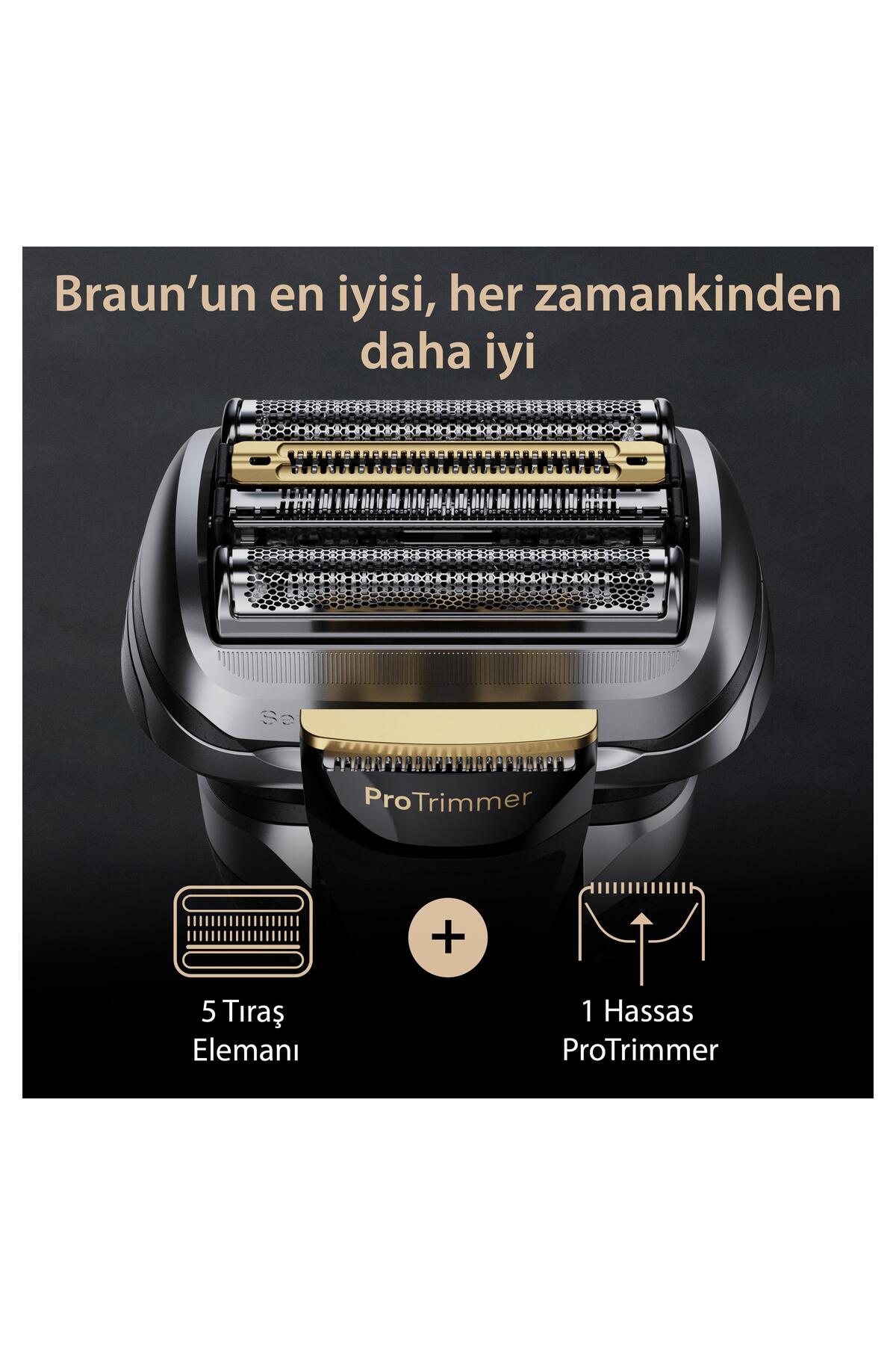 Braun Series 9 Pro Elektrikli Tıraş Makinesi, Şarj Standı, Islak Ve Kuru, 9519s, Altın Rengi-