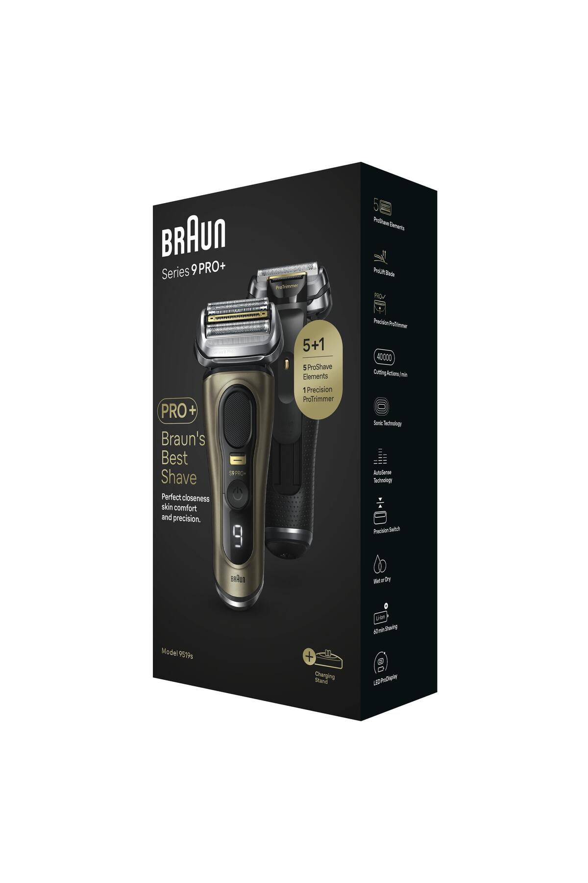 Braun Series 9 Pro Elektrikli Tıraş Makinesi, Şarj Standı, Islak Ve Kuru, 9519s, Altın Rengi-